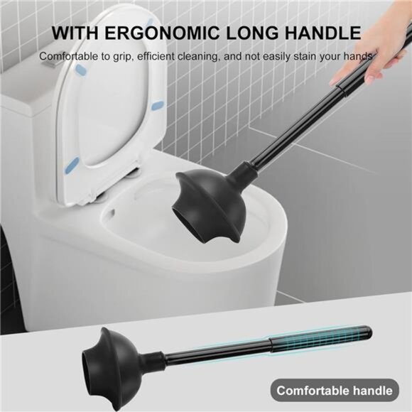 Toilet Brush and Plunger Set Heavy Duty Bathroom Cleaner Hidden Storage Black - Picture 6 of 7